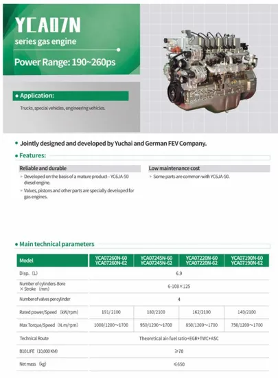 4-Cylinder-Gas-Engine-Yuchai-Yca07190n-60-Yca07190n-62-for-Trucks