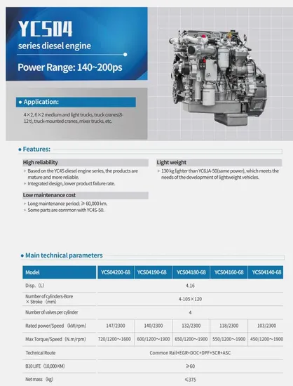 High-Quality-4-Cylinder-Diesel-Engine-YCS04140-68-for-Trucks-160-220HP