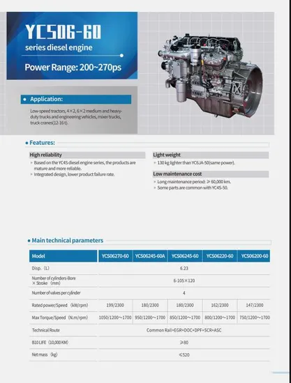 High-Quality-6-Cylinder-Diesel-Engine-YCS06245-60A-for-Trucks-Power-Coverage-245-290HP