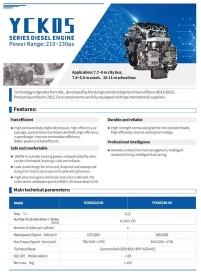 Powerful-5-13L-4-Cylinder-Diesel-Engine-YCK05210-60-Engine-for-Buses