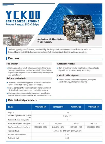 Stable-7-7L-6-Cylinder-Diesel-Engine-Yuchai-Yck08-Series-for-Buses-300-350HP